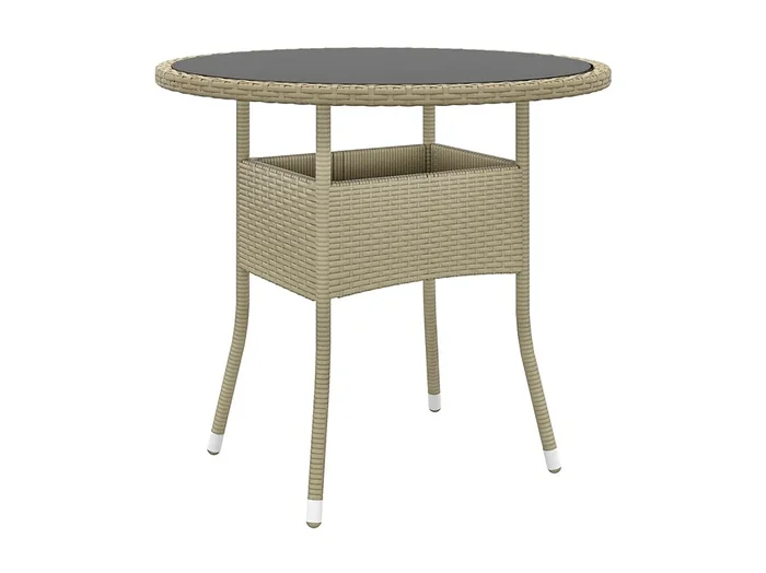 Mesa de comedor de jardín vidrio templado ratán sintético beige Ø80×75 cm KOW21318