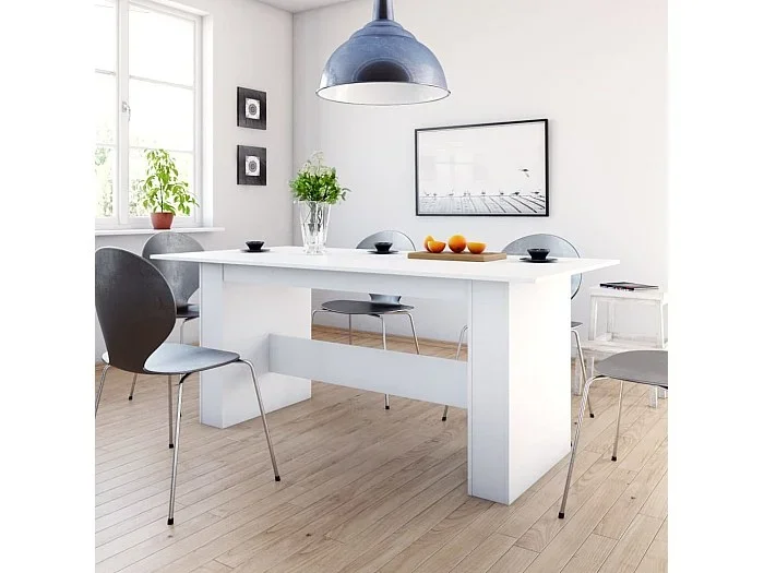 Mesa de comedor de madera de ingeniería blanco 180x90x76 cm