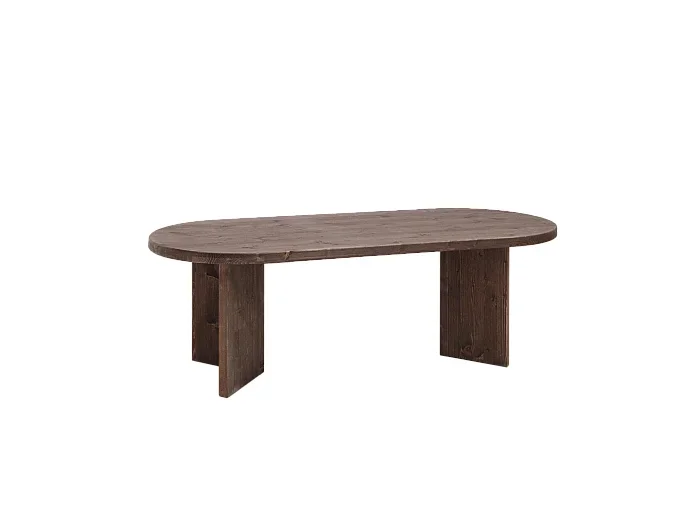 Mesa de comedor de madera maciza de abeto ovalada Decowood en tono nogal de 180x75cm en tono nogal – OSAKA – DECOWOOD