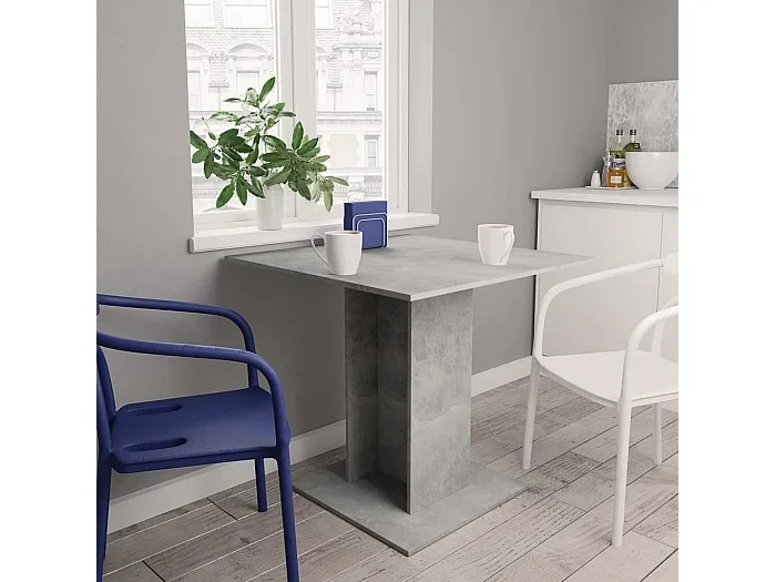 Mesa de comedor madera contrachapada gris hormigón 80x80x75 cm