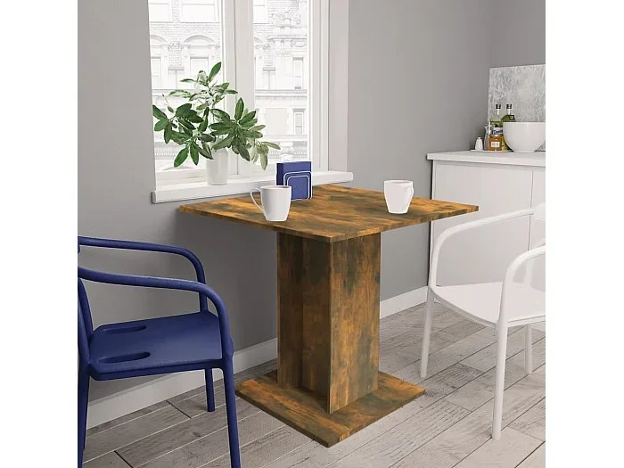 Mesa de comedor madera contrachapada roble ahumado 80x80x75 cm ES181475
