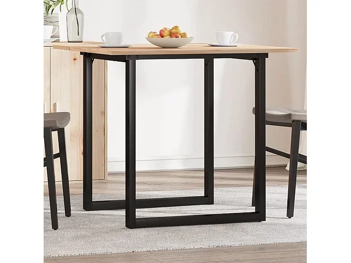 Mesa de comedor marco O madera maciza pino y acero 90x90x75 cm