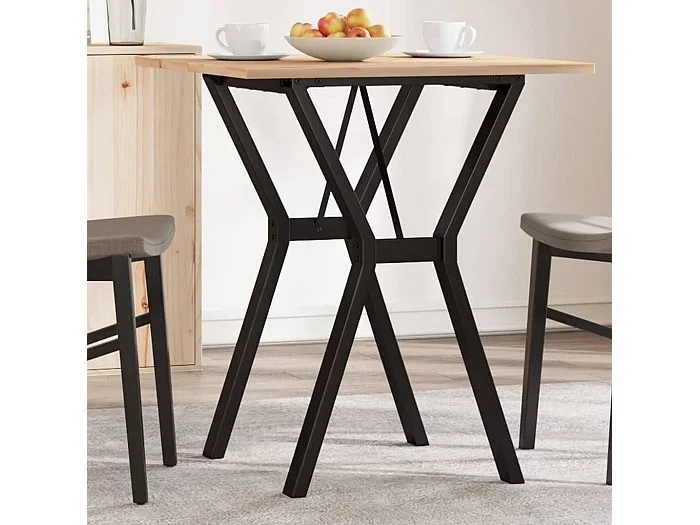 Mesa de comedor marco Y madera maciza pino y acero 60x60x75 cm