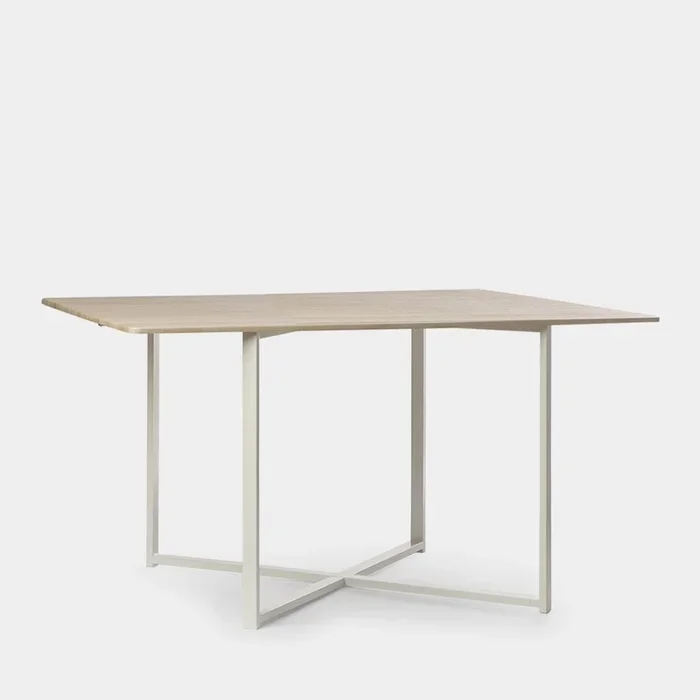 Mesa de comedor rectangular 150 en madera color natural con pata blanca Even – Klast