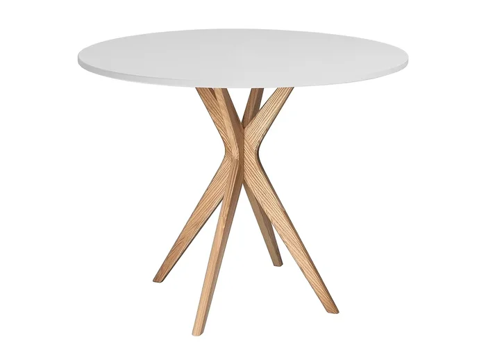 Mesa de comedor redonda 70cm Jubi Gris Perla Pata de fresno