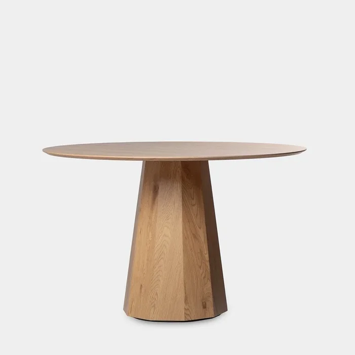 Mesa de comedor redonda Ø120 en madera color natural Olivier – Klast