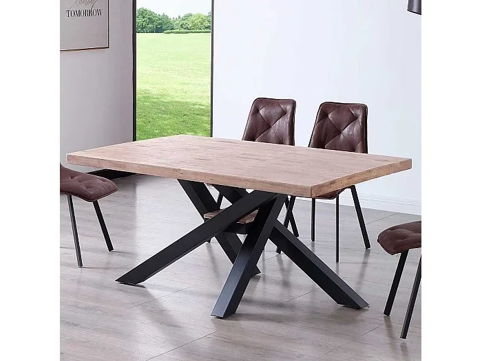 Mesa de comedor Xena patas cruzadas tapa regular roble Honey/negro 76x160x100 cm Adec