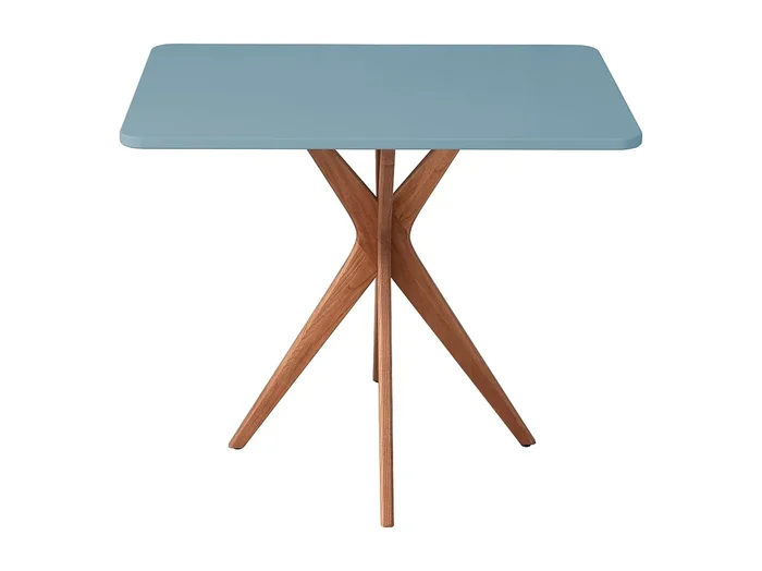 Mesa de comendor rectangular pequena Jubi 55x80cm Azul Suave Roble