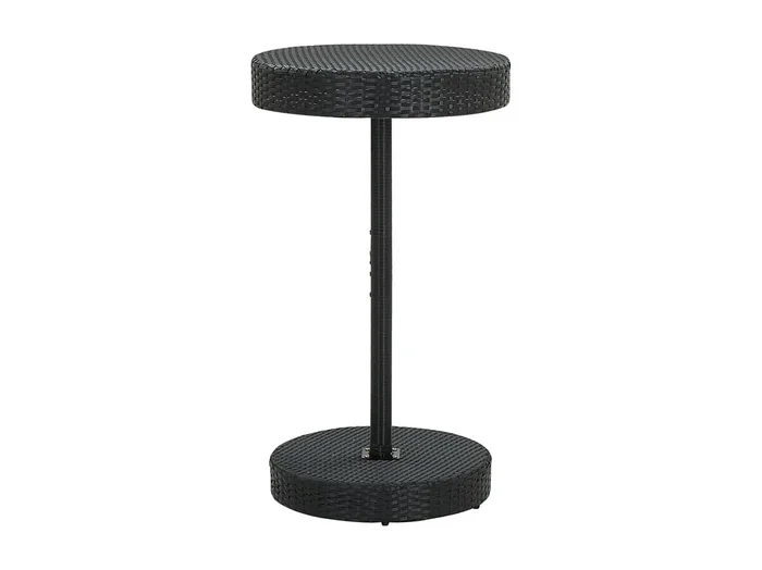 Mesa de jardín de ratán sintético negro 60,5×106 cm