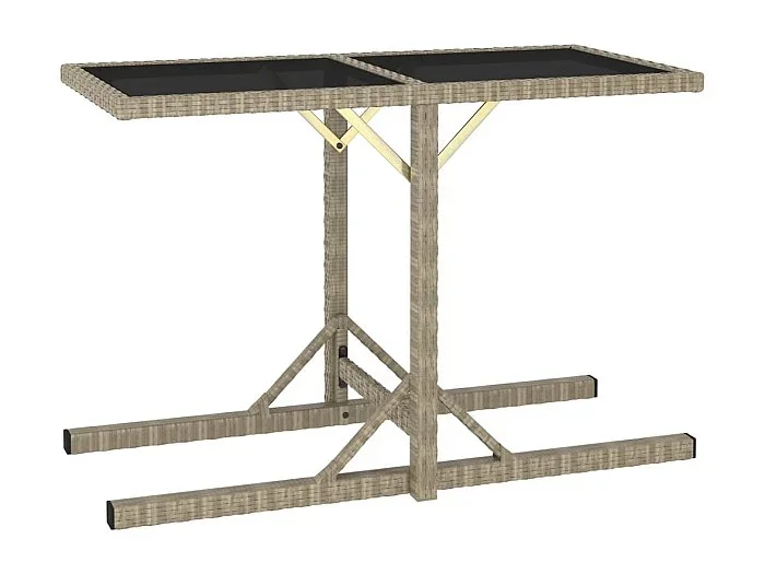 Mesa de jardín de vidrio y ratán sintético beige 110x53x72 cm
