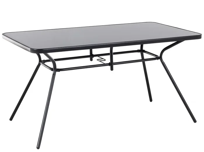 Mesa de jardín LIVO 140 cm 80 cm Vidrio Negro
