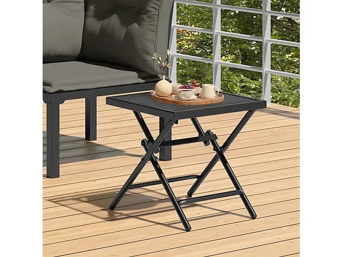 Mesa de jardín plegable malla acero gris antracita 38x38x38 cm