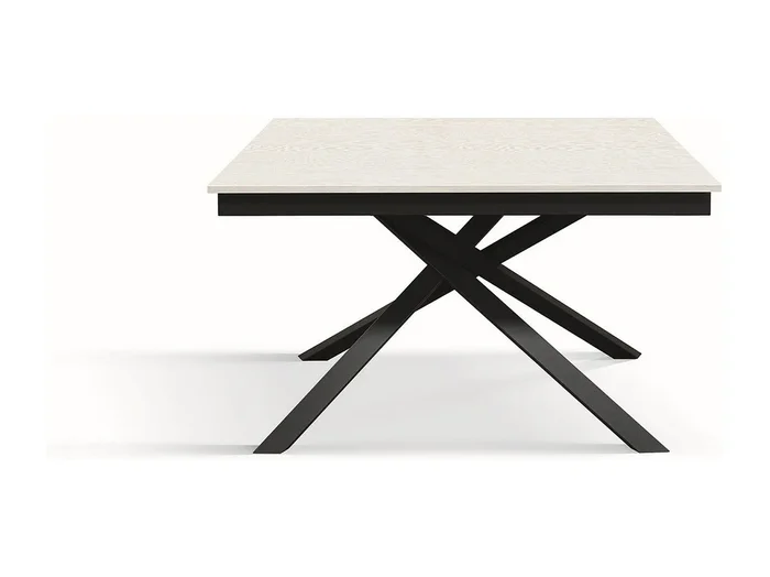 Mesa de madera de fresno blanco, base antracita, extensión 140×80-190x80cm – VOLPAIA