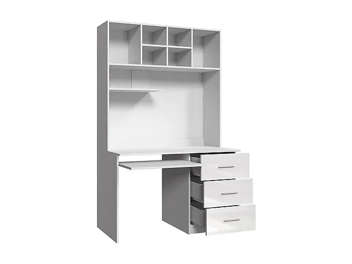 Mesa de oficina Salmere 109, Con cajones Con un estante para teclado, 76x120x60cm
