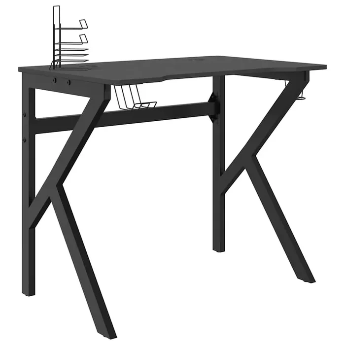 Mesa de Ordenador – Mesa Gaming con patas en forma de K negro 90x60x75 cm