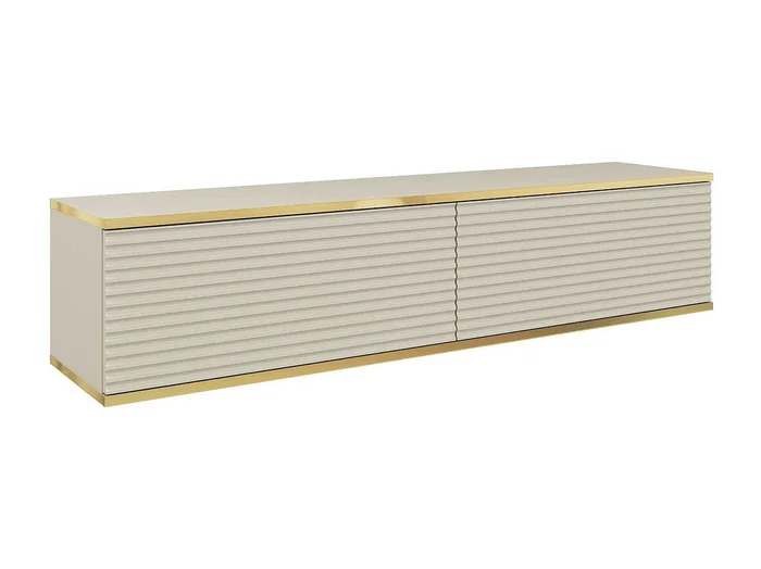Mesa de televisión de MDF dorado RTV135 135x32x30 Crema y dorado