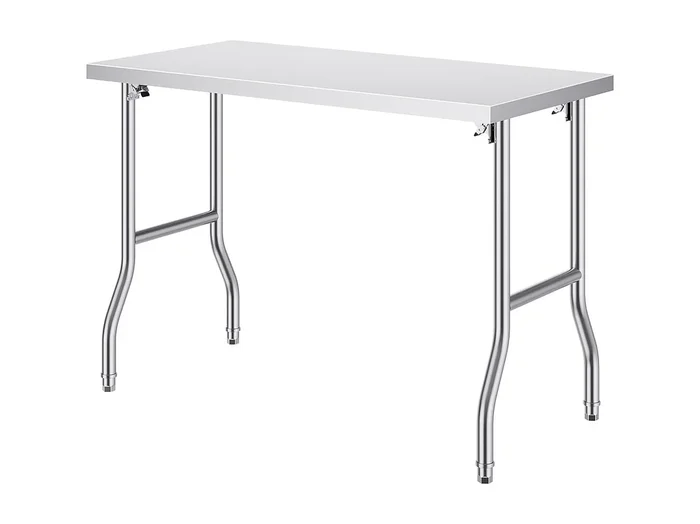 Mesa de Trabajo SucceBuy Mesa de Preparación Plegable SucceBuy de 48 x 24 Pulgadas, Estación de Trabajo de Acero Inoxidable