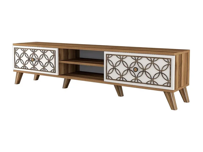 Mesa de tv Kailua 1166, Blanco Nogal, 180x44x35cm