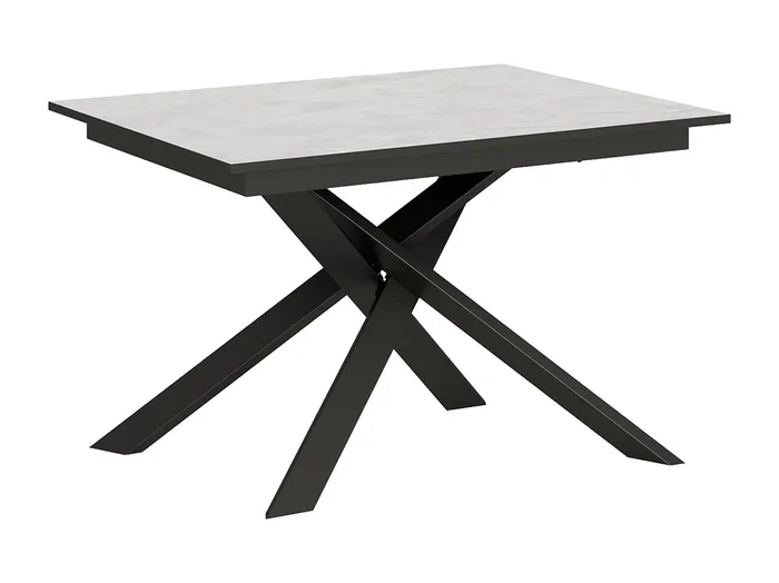 Mesa extensible 90×120/180 cm Ganty Blanco Espátula – Canto Antracita Estructura Antracita