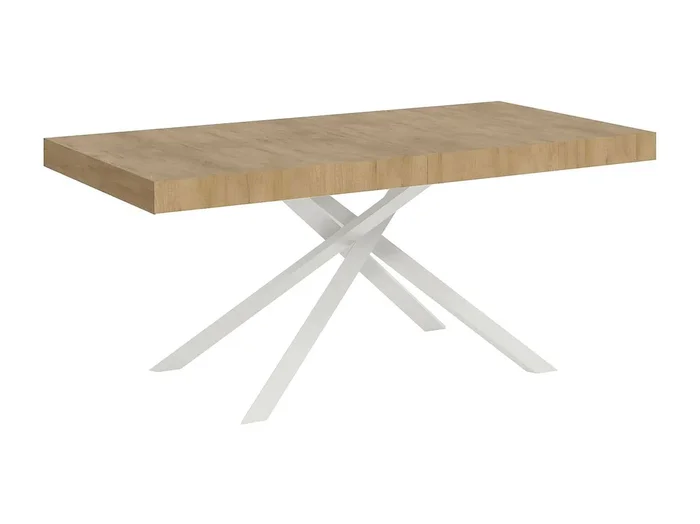 Mesa extensible 90×180/284 cm Karida roble natural patas blanca