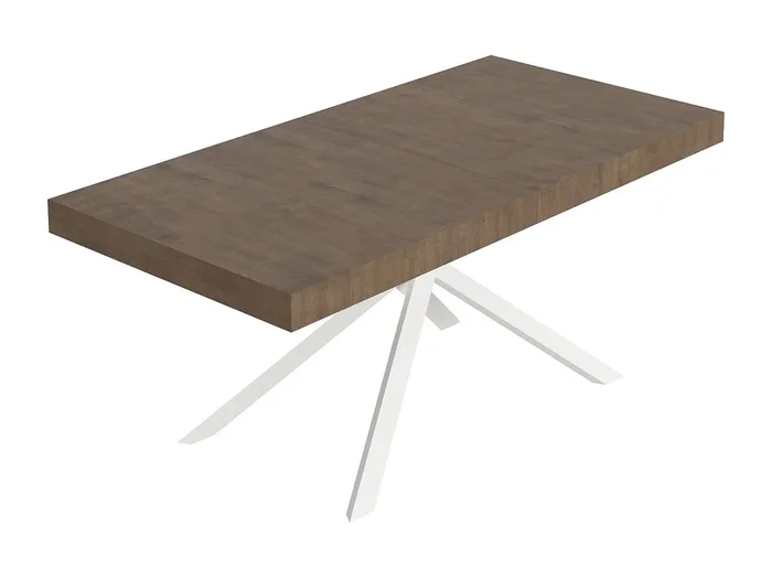 Mesa extensible 90×180/440 cm Niket Nogal patas blanco
