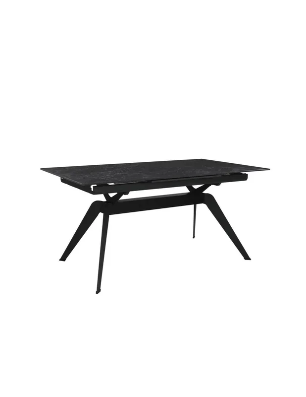 MESA EXTENSIBLE LULA 160/220 X 90 CM, tapa CERÁMICA y pies metal NEGRO