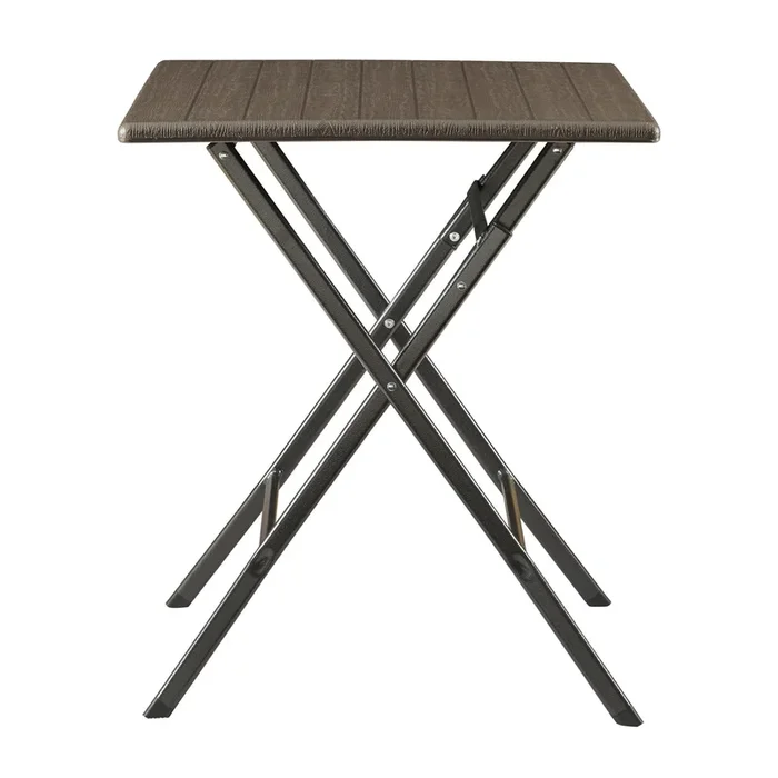 Mesa plegable Lillestrøm exterior metal/plástico 62x62x73cm – Efecto madera [en.casa]