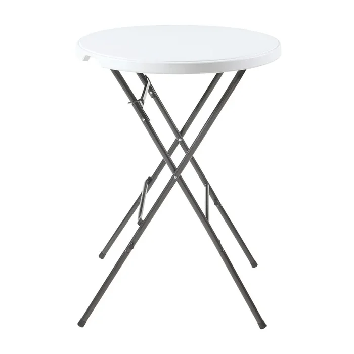 Mesa plegable Ljusnarsberg exterior metal/plástico Ø80x110cm – Blanco [en.casa]