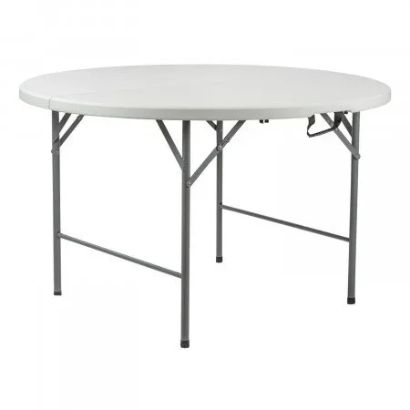 Mesa Plegable Redonda Efecto Granito Blanco Ø150x74cm O91