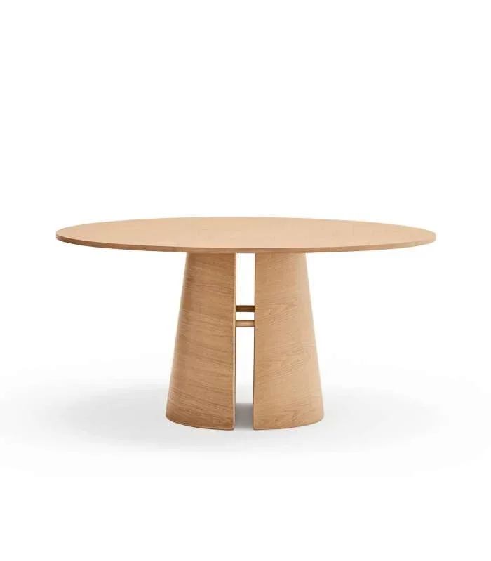 Mesa redonda para cocina o comedor modelo Cep acabado natural, 157cm(ancho) 75cm(alto) 157cm (largo)