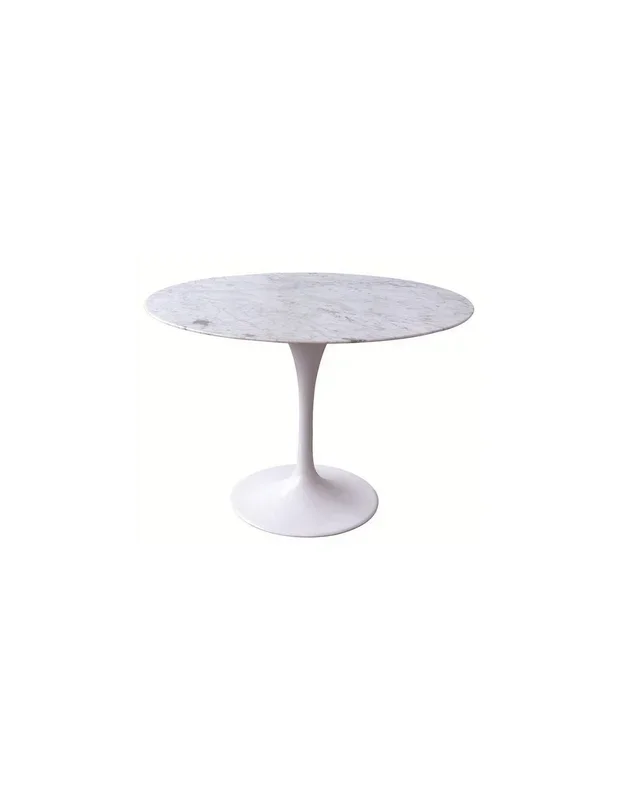 Mesa redonda TUL 100, base de aluminio, tapa mármol blanco