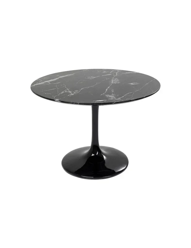 Mesa redonda TUL 120, fibra de vidrio, mármol marquina negro