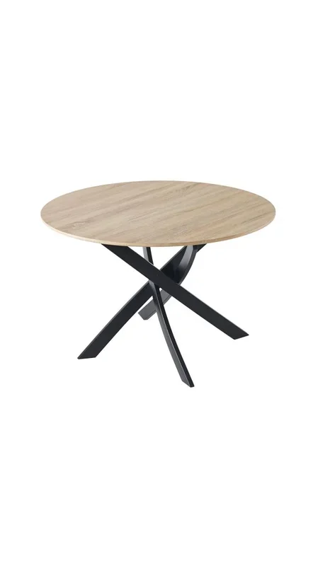 Mesa salon Zen redonda fija roble/negro 75 cm(alto)100 cm(ancho)100 cm(largo)