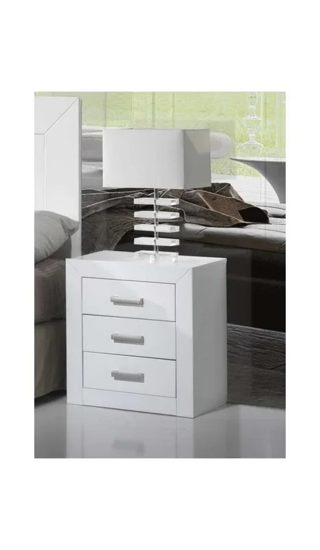 Mesita 3 Cajones Dormitorio Juvenil o Matrimonio acabado Lacado Blanco. 55 cm(alto)50 cm(ancho)35 cm(fondo)