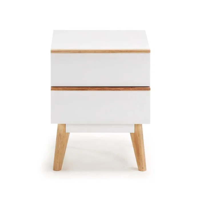 Mesita de noche Blanca y Madera ‘Melan’