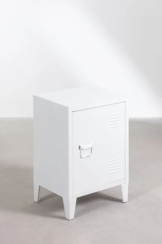 Mesita de Noche Taquilla en Acero Pohpli Blanco – SKLUM