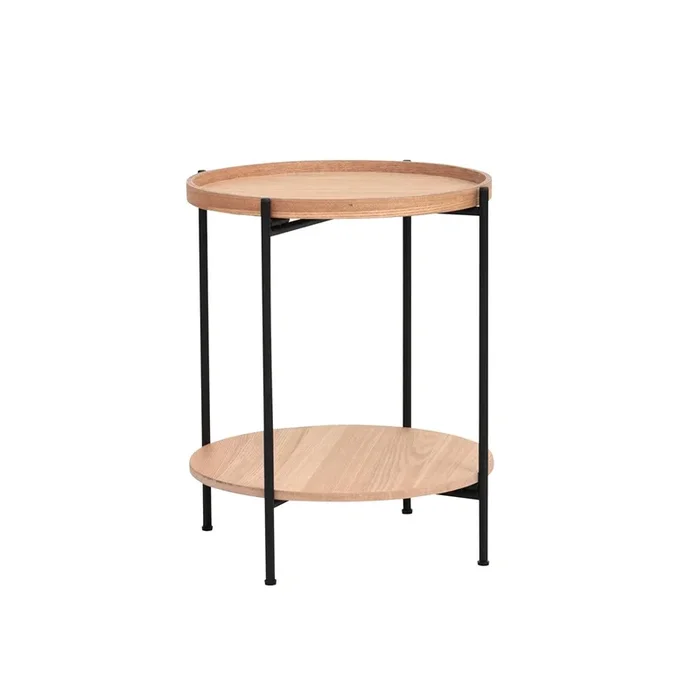 Mini mesa ROUND madera y metal 38x50cm