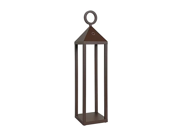 Moderna linterna LED Pic Nic 2,2W IP54 recargable y regulable h. Corten de 47 cm