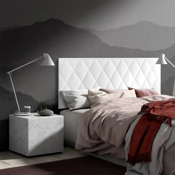 MOMMA HOME Cabecero de Cama en Polipiel – Modelo Calor- Cabecero tapizado en ecopiel – Cabecero Acolchado – Incluye herrajes par