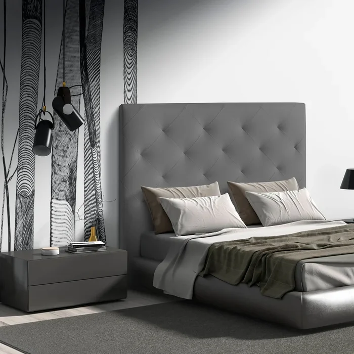 MOMMA HOME Cabecero de Cama en Polipiel – Modelo MYRO – Cabecero tapizado en ecopiel – Cabecero Acolchado – Incluye herrajes par