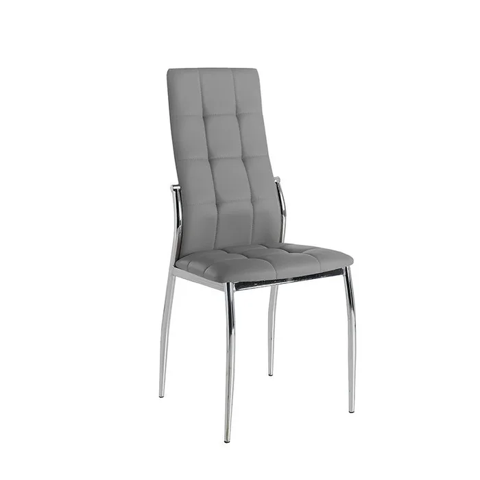 MOMMA HOME Set de 2 Sillas – Modelo Cami – Color Gris/Plata – Material Ecopiel/Metal Cromado – Medidas 46 x 54 x 101 cm