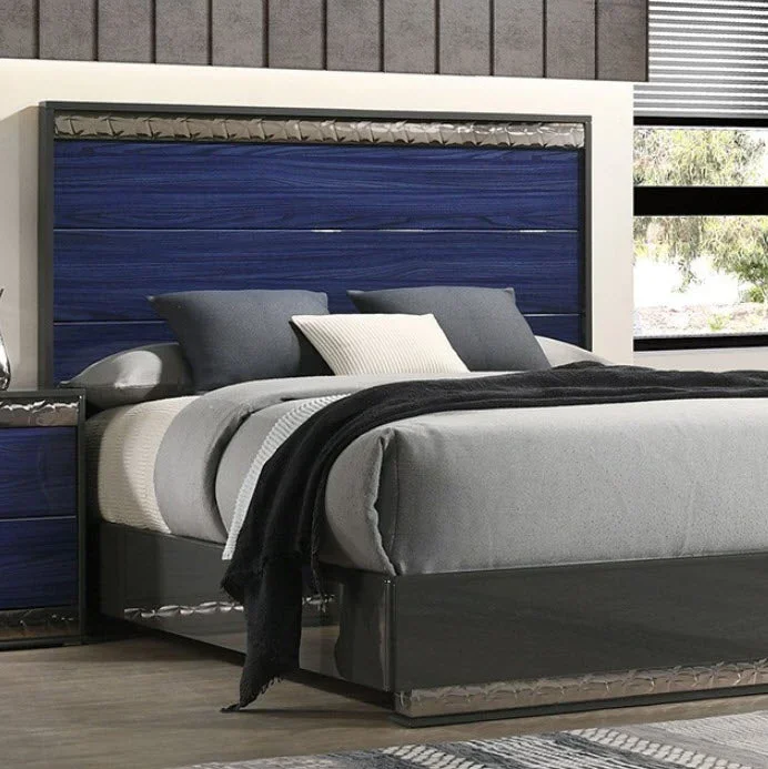 Morcote Ash Gray/Indigo Blue Queen Bed
