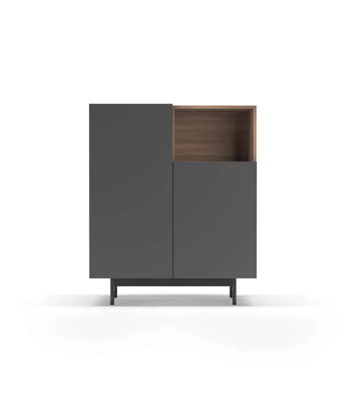 Mueble auxiliar modelo-602-1 acabado nogal/grafito, 110 cm (alto) x 90 cm (ancho) x 34 cm (prof.)