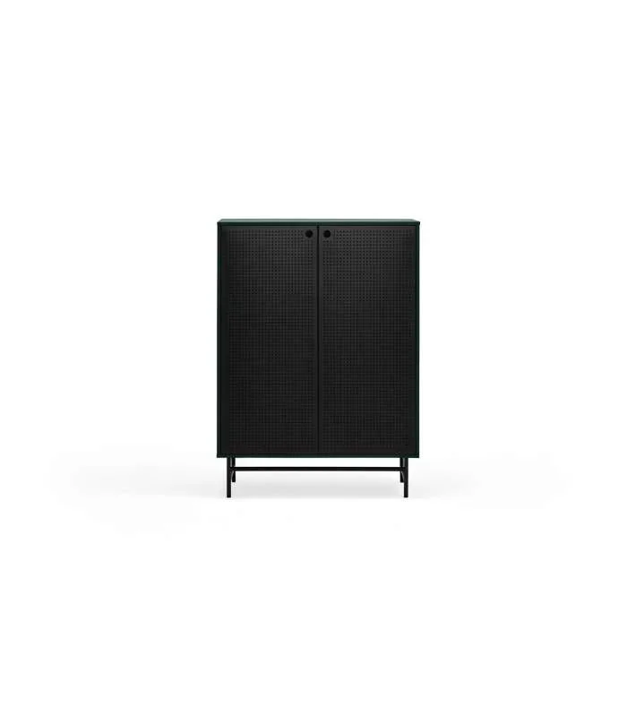 Mueble auxiliar modelo Punto 2 puertas 4 cajones interiores acabado verde/negro, 45cm(ancho) 130cm(alto) 93cm(largo)
