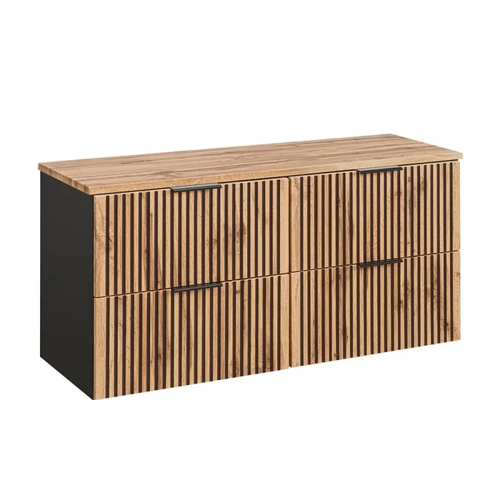 Mueble bajo lavabo 120cm encimera Gaia Madera y Negro