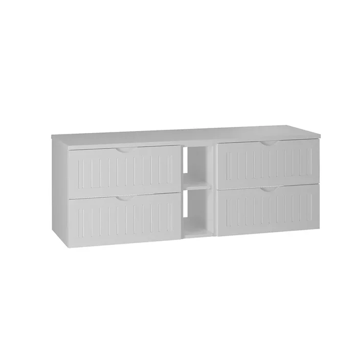 Mueble bajo lavabo 140cm compartimiento encimera Soline Blanco
