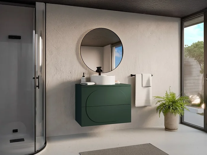 Mueble bajo lavabo suspendido con estante – Verde – 80 cm – VUTOMA