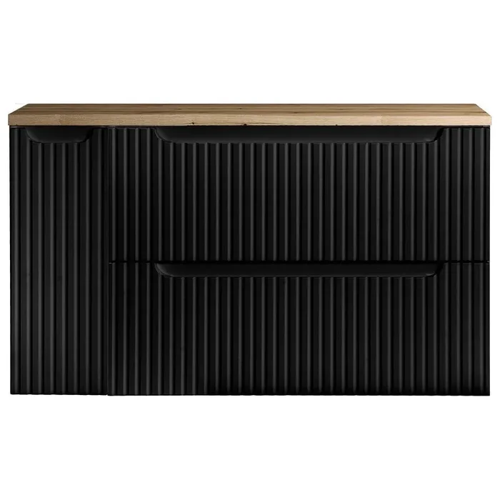 Mueble de baño bajo lavabo Newport 100x60x40 cm – Negro/Efecto roble