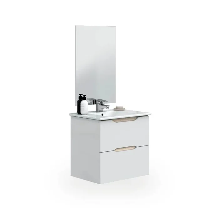 Mueble de baño Nexa con espejo Blanco – Roble 60 x 57 x 45 cm
