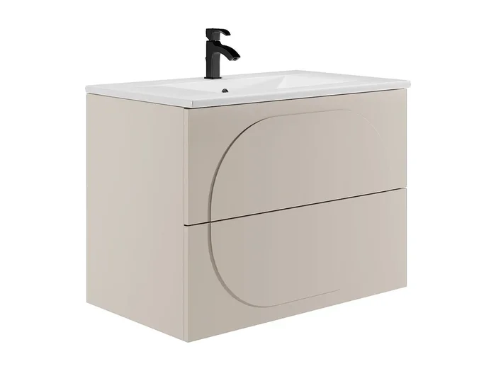 Mueble de baño suspendido con lavabo empotrado – Beige – 80 cm – VUTOMA